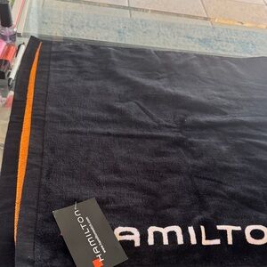 Hamilton Black Towel with Orange Stripe